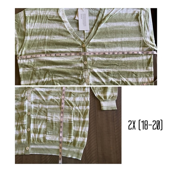 Ombre Button Up Green and White Cardigan NWT - Picture 5 of 6